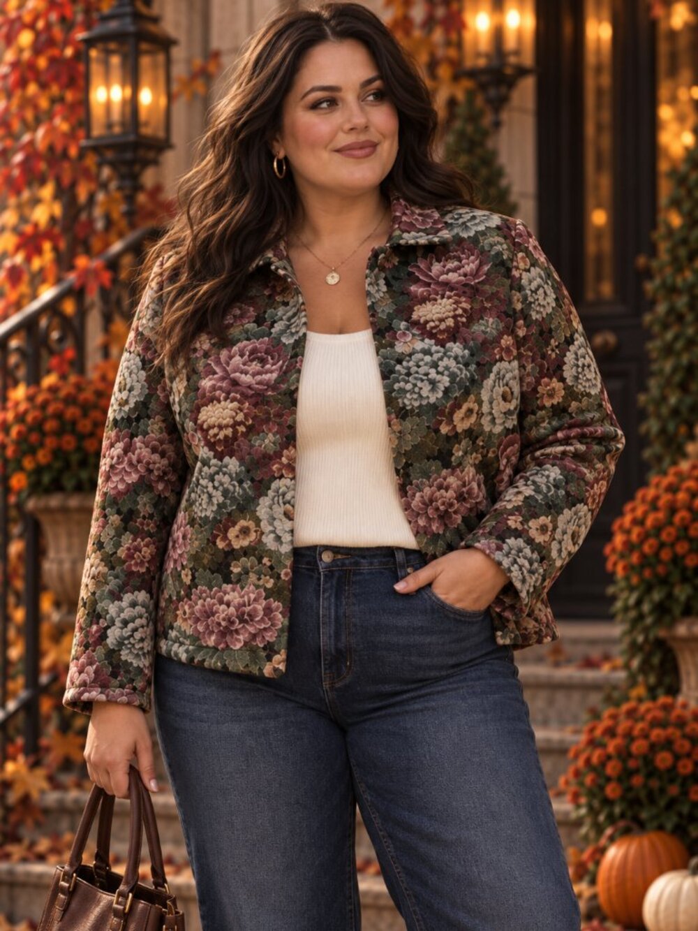 VTG Koret Floral Tapestry Blazer Jacket 16 Metallic Shimmer Grandmacore Cottage